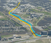 Aerial photo with bus spine